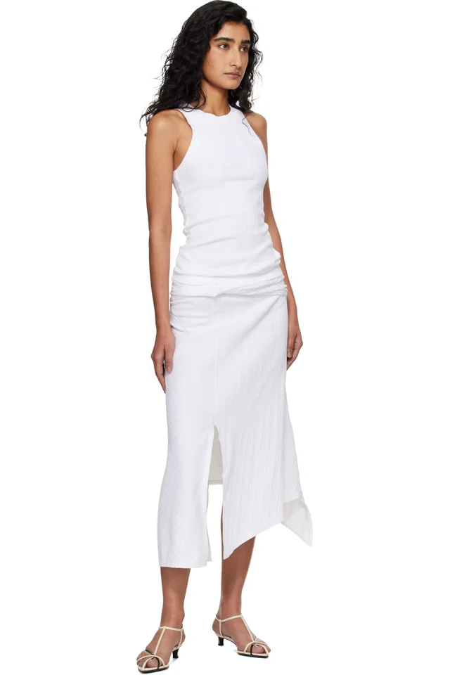 Victoria Beckham White Twist Detail Midi Skirt, photo 4 of 4 from SSENSE