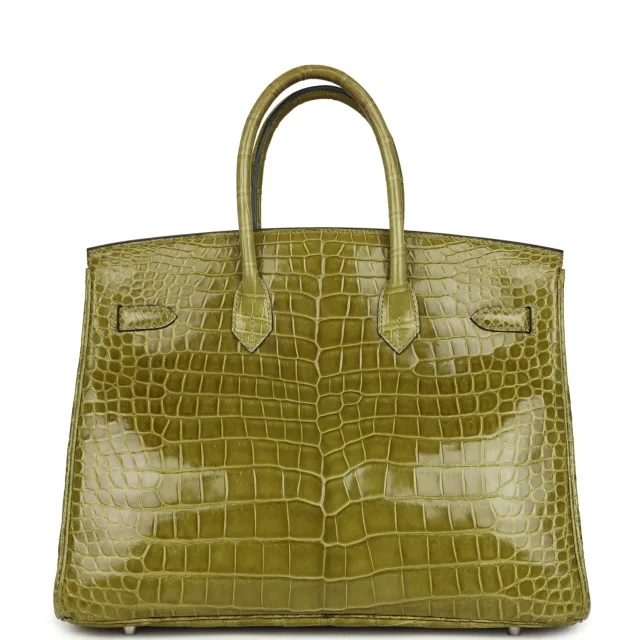 Hermès Birkin 35 Vert Anis Shiny Porosus Crocodile Palladium Hardware in Green Exotic from Madison Avenue Couture, photo 4 of 9