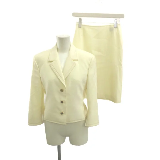Versace Gianni Set Tailored Jacket Tight Skirt Wool 38 White Off Ivory Long in White Wool from The Reluxe