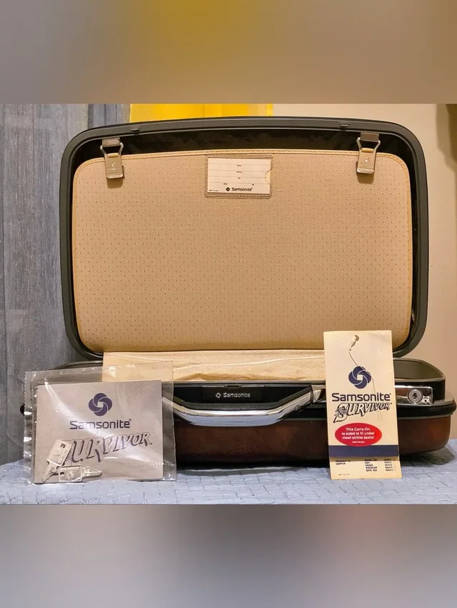 Nos 1982 Samsonite Suitcase With Original Tags & Keys Mojave Tan Hardshell in red|brown from Poshmark