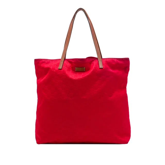 Red Gucci GG Nylon Tote in Red Nylon from Designer Revival