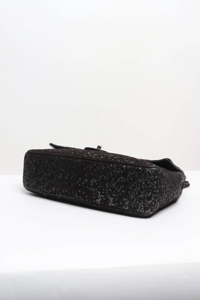 Chanel Black 2011 jumbo sequin-embellished Classic Single Flap bag in Black Lambskin from Sign of the Times, photo 5 of 8