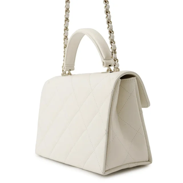 Chanel Matelasse Top Handle ChainShoulder Bag WhiteAS4711 Caviar Leather Size Mini in Caviar leather from GALLERY RARE, photo 2 of 17