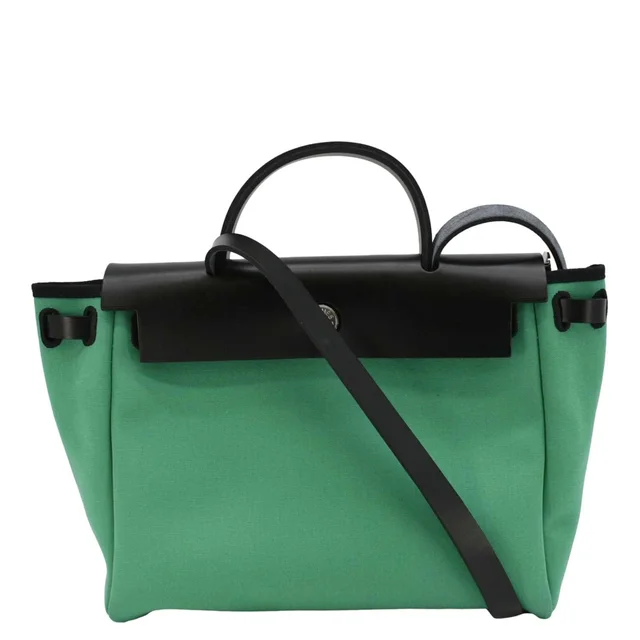 Hermès Herbag Zip 31 Toile Canvas Tote Shoulder Bag Green in Green Canvas from Dallas Designer Handbags