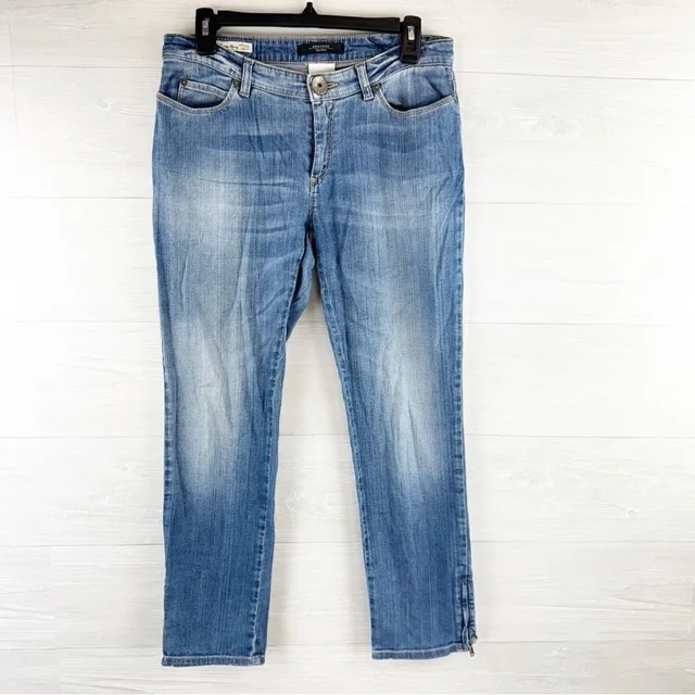 Weekend Maxmara Rhinestone Zipper Ankle Cropped Skinny Jeans in blue from Poshmark