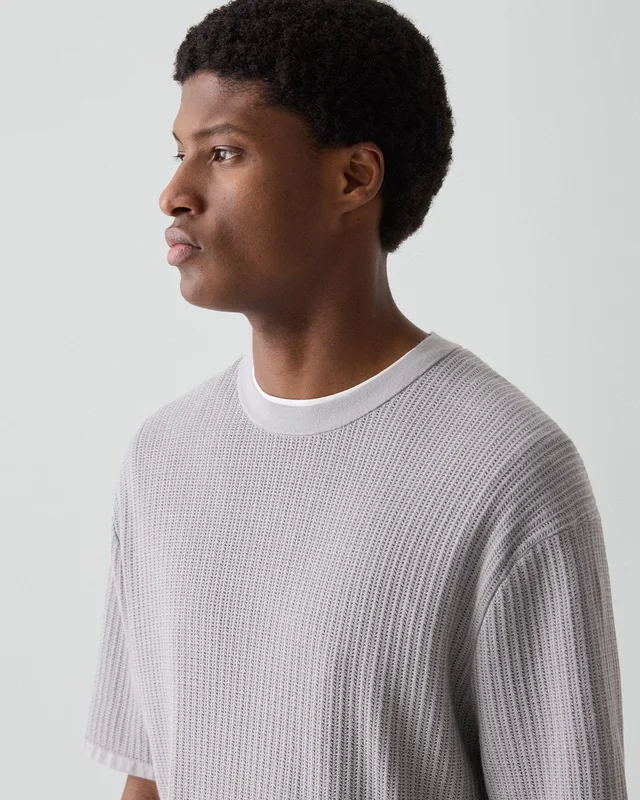 Theory Mesh Tee in Cotton in NEW DARK VAPOR 100% Cotton; Exclusive Of Elastic, photo 11 of 12 from Theory