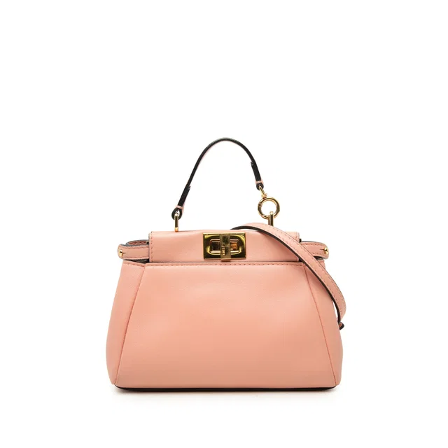 Pink Fendi Micro Leather Peekaboo Satchel in Pink Leather from Designer Revival