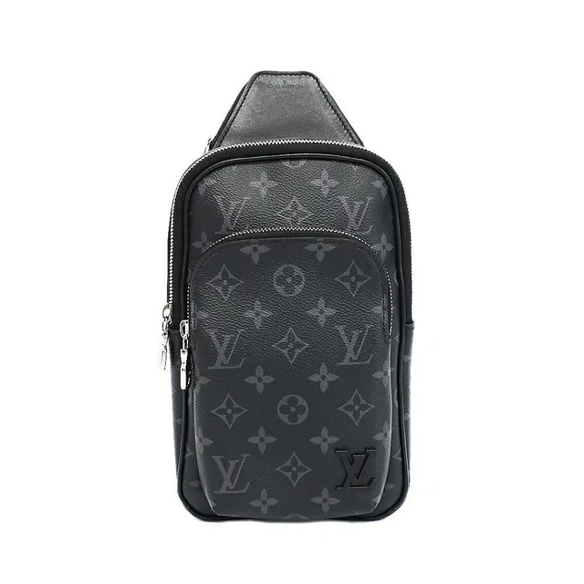 Louis Vuitton Avenue Sling Bag Monogram Eclipse Leather Black Silver in Black Leather from The Reluxe