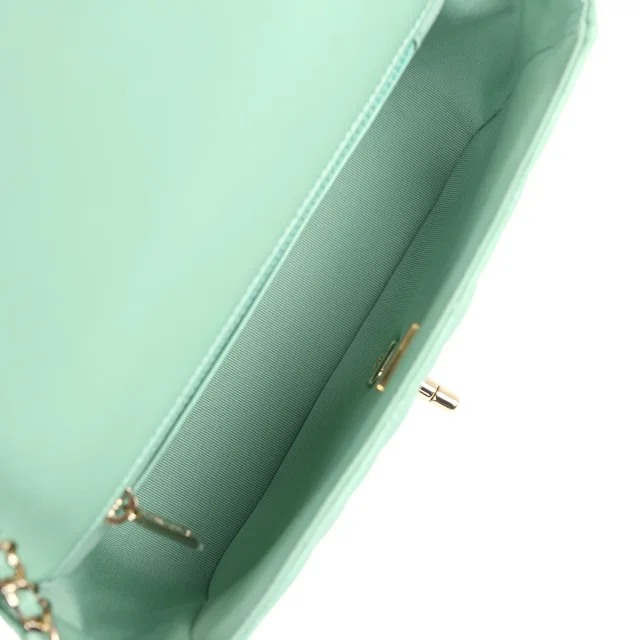 Chanel Candy Heart Mini Flap Bag Turquoise Lambskin Enamel and Light Gold Hardware in Blue Lambskin from Madison Avenue Couture, photo 11 of 13