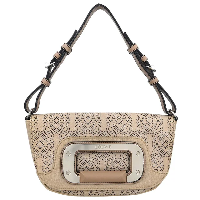 Loewe Beige Leather Anagram Handbag in Beige Leather from AMORE Vintage Tokyo