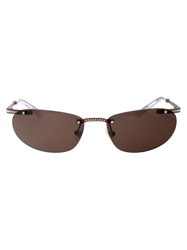 Swarovski 0sk7019 Jeweled Metal Frame Sunglasses — Brown in Brown from HEWI