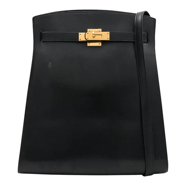 Hermès 1993 Kelly Sport GM Black in Black Box leather from VINTAGE QOO TOKYO