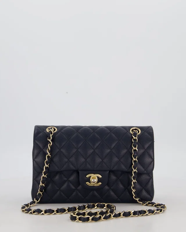 Chanel Navy Small Classic Double Flap Bag in Navy Caviar leather from Sellier