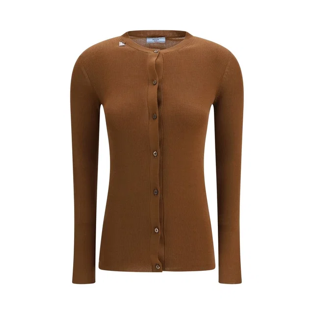 Prada Brown Wool Cardigan in Brown Wool from HEWI