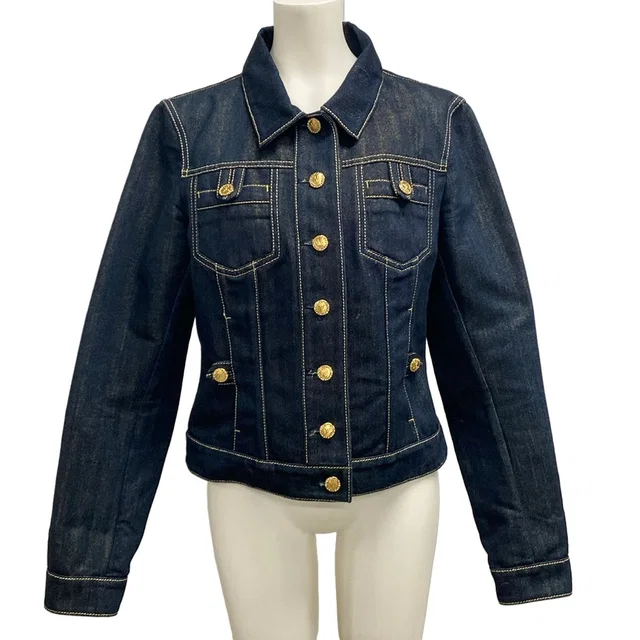 Louis Vuitton 38 M Dark Navy Long Sleeve Denim Rhinestone Lame Spring Autumn in Navy Denim from The Reluxe