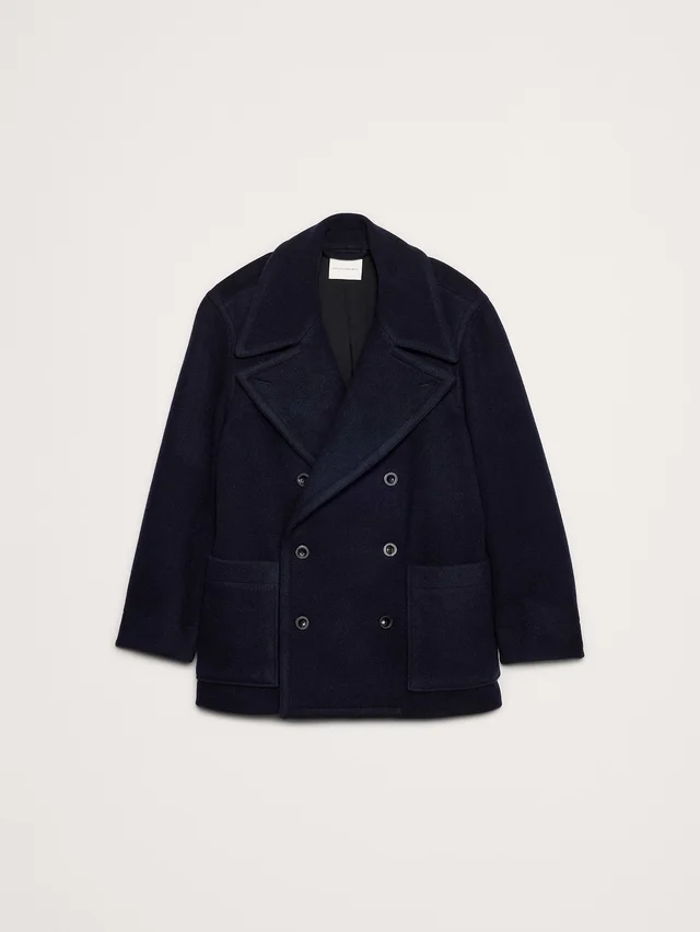Banana Republic Italian Melton Peacoat in Dark Navy Blue, photo 4 of 8 from Banana Republic (Canada)