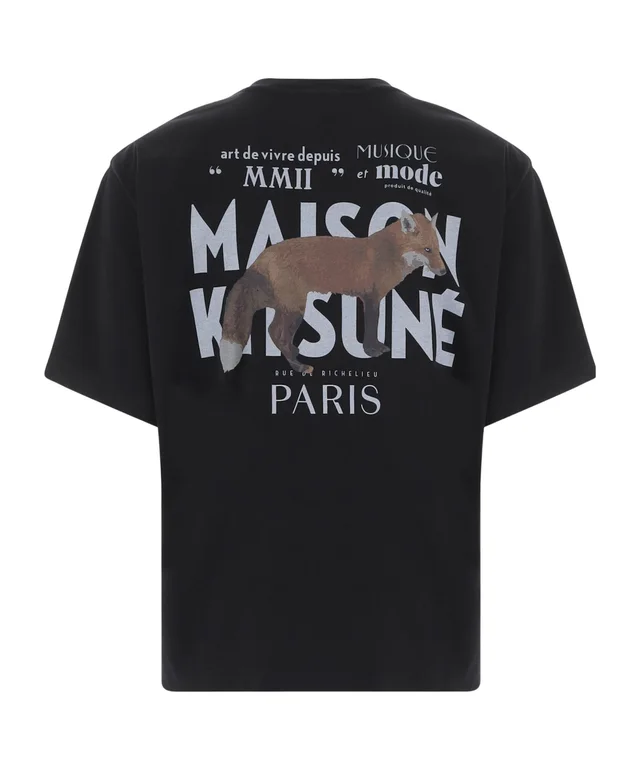 Maison Kitsuné Logo-Print Fox-Motif Crewneck T-Shirt, photo 2 of 6 from SENSER