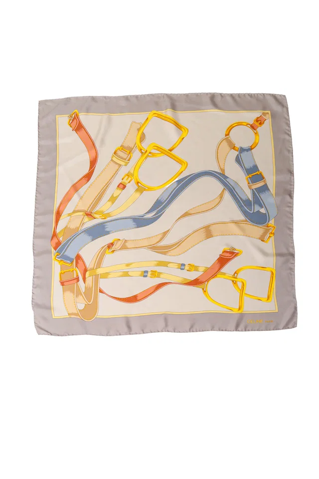 Celine Pastel Belt Stirrup Print Silk Scarf in Silk from Recess LA