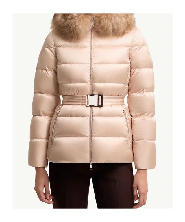 Moncler Cupidone Belted Fur-Trim Down Jacket, photo 3 of 7 from SENSER