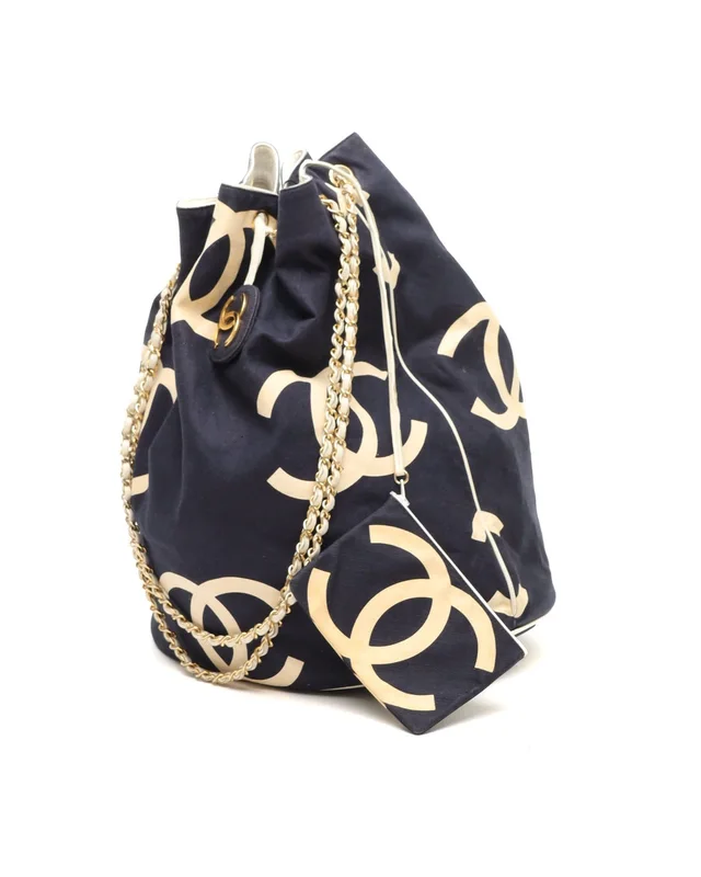 Chanel CC Drawstring Bucket Bag in Canvas from A Retro Tale, photo 2 of 13