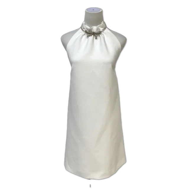 Miu Miu White Crystal-Embellished Bow Halter Dress size 38 in White from Luxury Promise