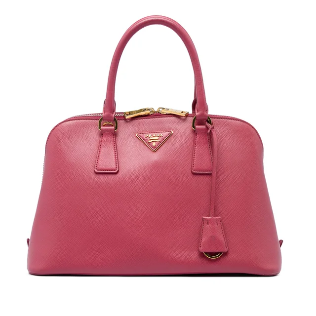 Pink Prada Medium Saffiano Lux Promenade Satchel in Pink Saffiano leather from Designer Revival