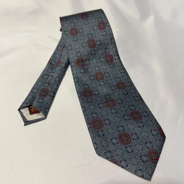 Bally Necktie Mens Os Blue Geometric Medallion Silk Handmade Italy Fabric Usa in blue|gray Silk from Poshmark
