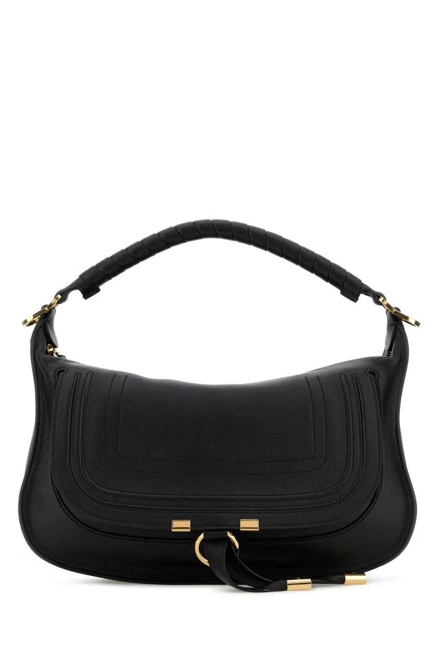 Chloé Marcie Shoulder Bag — Black in Black Calfskin from HEWI