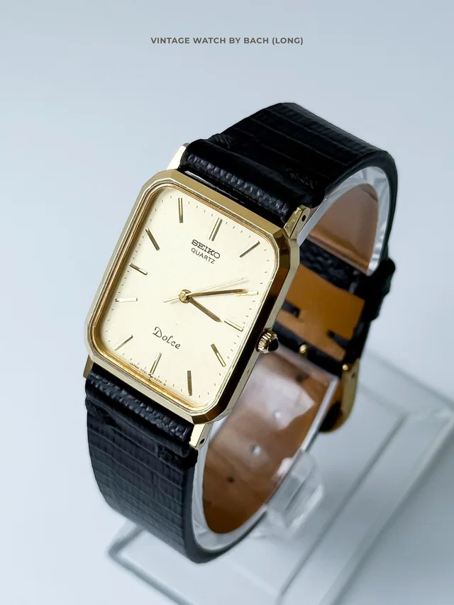 Seiko Dolce 7731-5240 Gold Tank / Rectangle Watch in gold Leather from Grailed