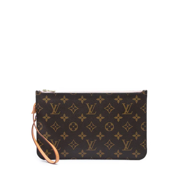 Brown Louis Vuitton Monogram Neverfull MM Pouch in Brown Coated canvas from Designer Revival