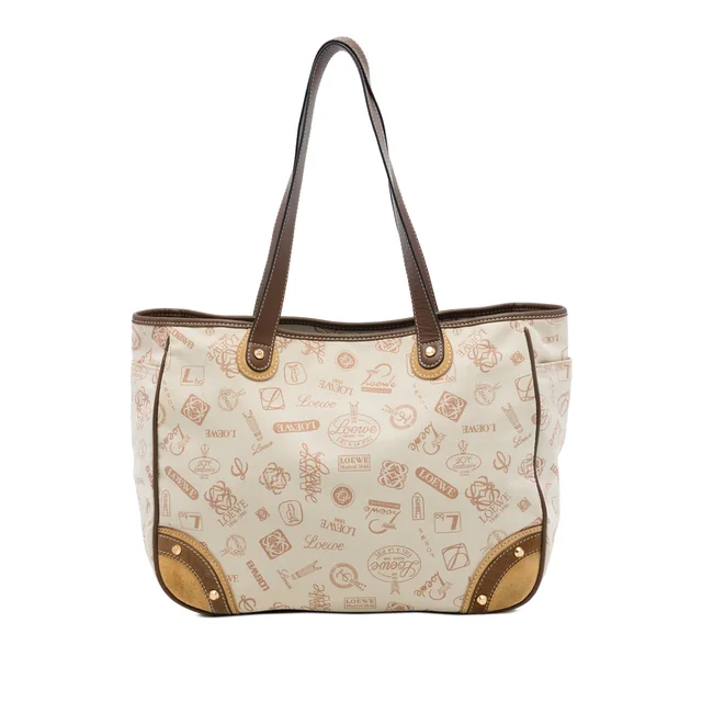 Beige LOEWE 160th Anniversary Suede Trimmed Canvas Tote in Beige Suede from Designer Revival, photo 1 of 1