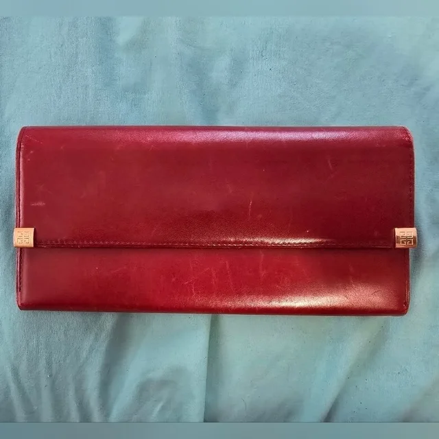 Elegant Burgundy Givenchy Leather Clutch in red Leather from Poshmark