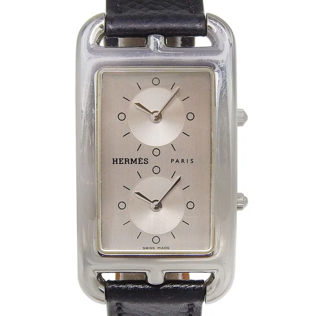 Hermès Cape Cod 2 Zone Duzon Stainless Steel Leather Quartz Analog Display in Leather from The Reluxe