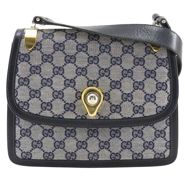 Gucci Vintage GG Canvas Navy Shoulder Bag in Navy Canvas from The Reluxe