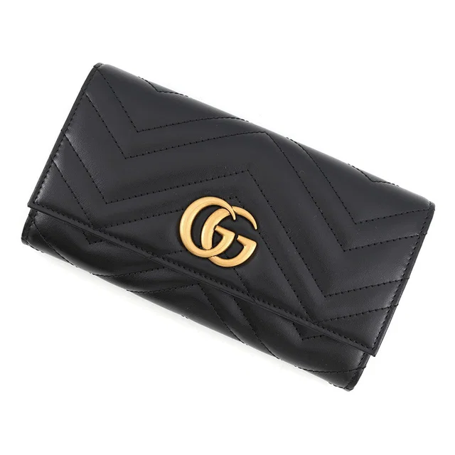 Gucci GG Marmont continental wallet Black443436 DTD1T 1000 Leather in Leather from GALLERY RARE