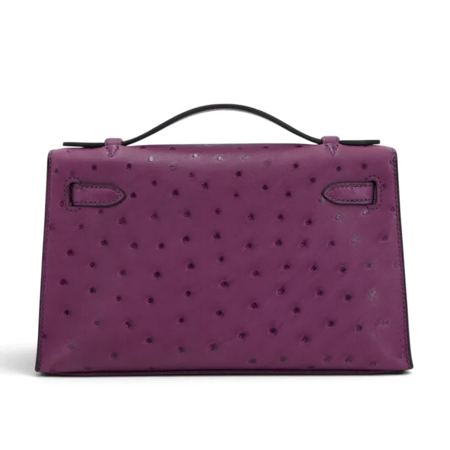 Hermès Kelly Pochette Violet (96) in Purple Ostrich from Ginza Xiaoma, photo 2 of 4