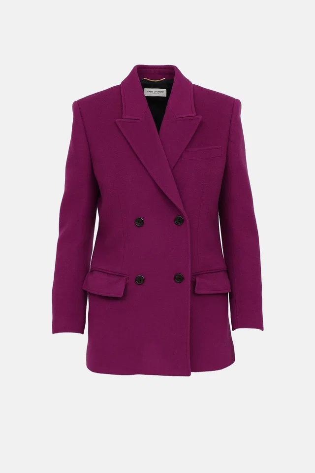 Saint Laurent 2020 Double Breasted Wool Blazer in Wool from VSP Consignment
