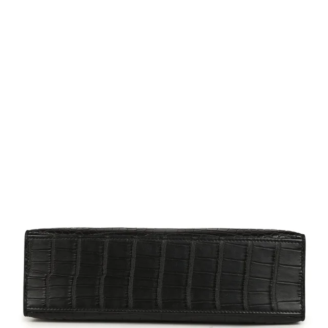 Hermès Kelly Pochette Black Matte Alligator Palladium Hardware in Black Exotic from Madison Avenue Couture, photo 2 of 2