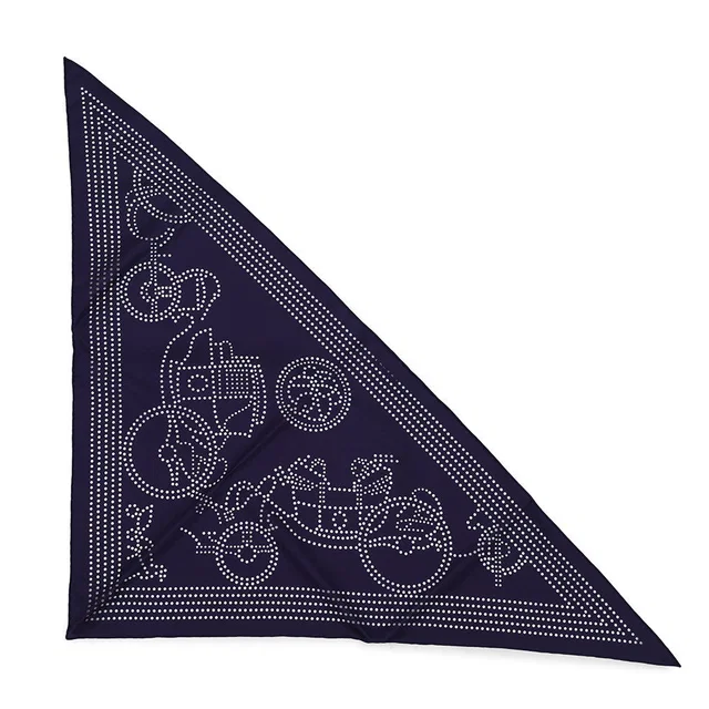 Hermès Scarf, perforated triangle, Perfo-Ex-Libris Bleu de Chine Silk100% in Blue from GALLERY RARE