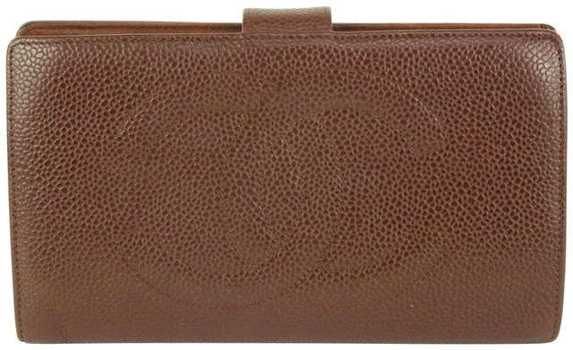 Chanel Bordeaux Caviar Leather CC Logo Long Wallet in Burgundy Caviar leather from Bagriculture