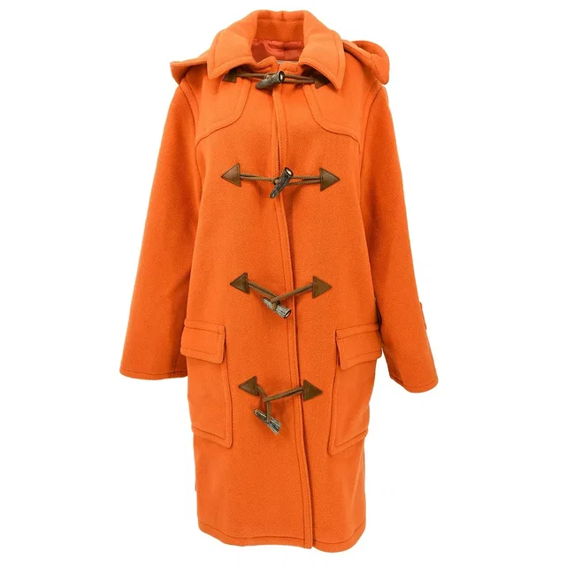 Hermès Duffel Coat Orange #46 in Orange Wool from AMORE Vintage Tokyo