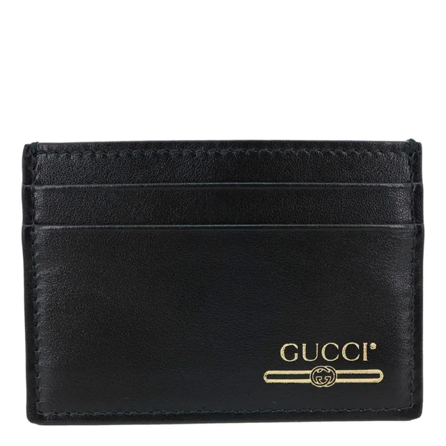 Gucci Logo Print Leather Card Holder Black 547596 in Black Leather from Dallas Designer Handbags