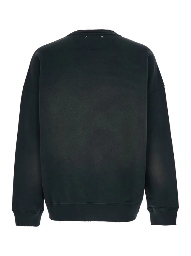 Golden goose Grey Crewneck Sweatshirt with Logo Lettering on the Front and Bleached Effect in Cotton Men in Grey 100% Cotton, photo 4 of 6 from Gaudenzi Boutique