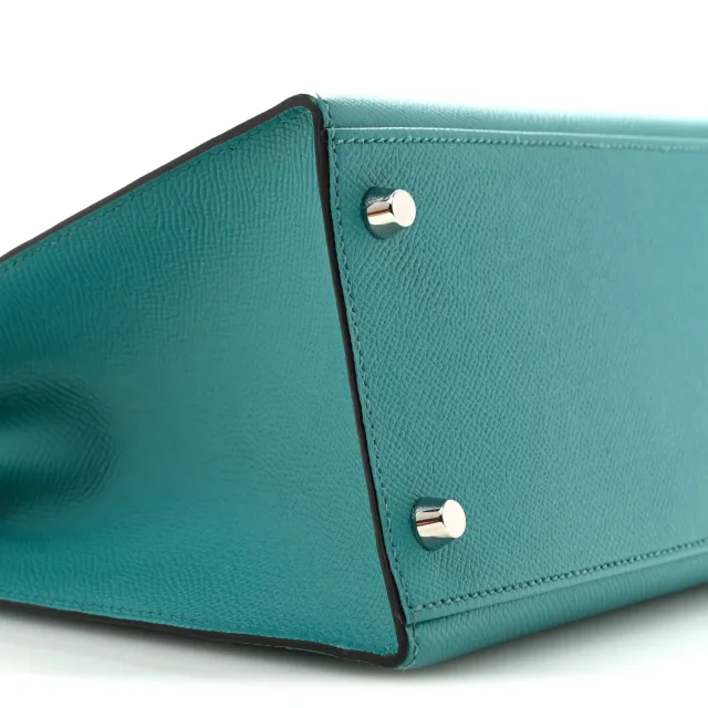Hermès Epsom Kelly Sellier 32 Bleu Paon in Blue Epsom leather from FASHIONPHILE, photo 9 of 13