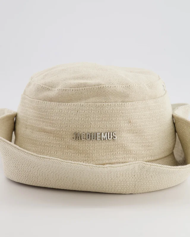 Jacquemus Le Bob De-Nîmes Bucket Hat with Adjustable Drawstring in Beige from Sellier, photo 4 of 12
