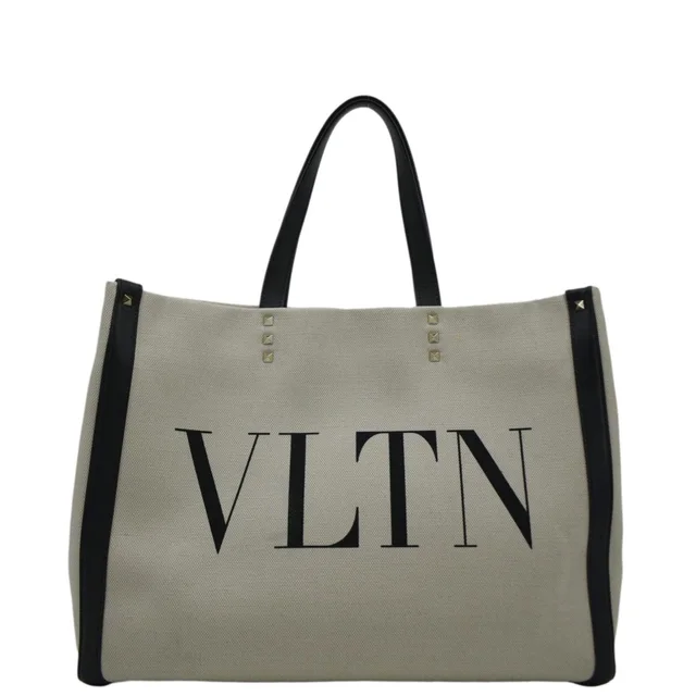 Valentino Garavani VLNT Small Canvas Tote Bag Cream in White Canvas from Dallas Designer Handbags