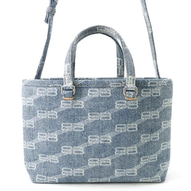 Handbag Signature Bb Monogram Small Denim 702699 Balenciaga 2-Way... in blue Denim from Poshmark