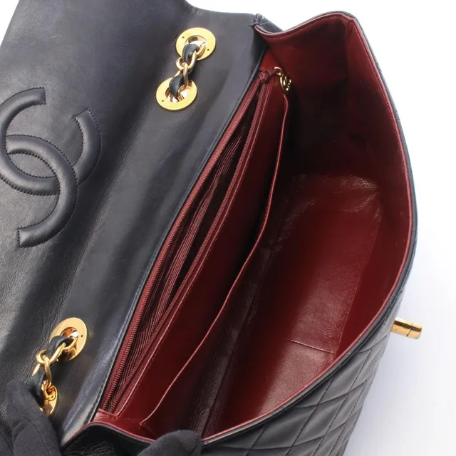 Chanel Shoulder Bag Maxi Quilted 34 Black Lambskin Chain in Black Lambskin from The Reluxe, photo 2 of 2