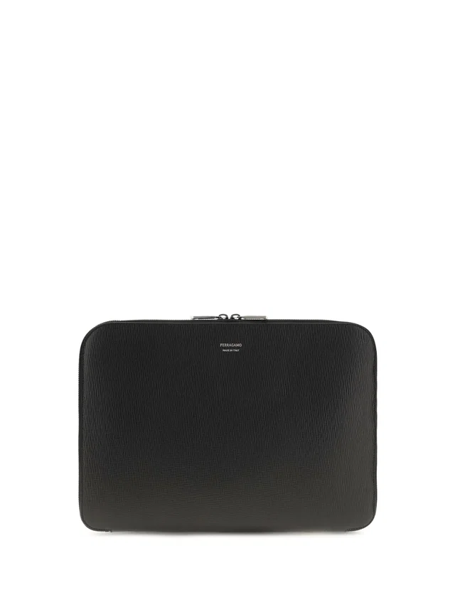 Ferragamo Gancini Clutch — Black Calf Leather (bos Taurus) in Black Calfskin from HEWI