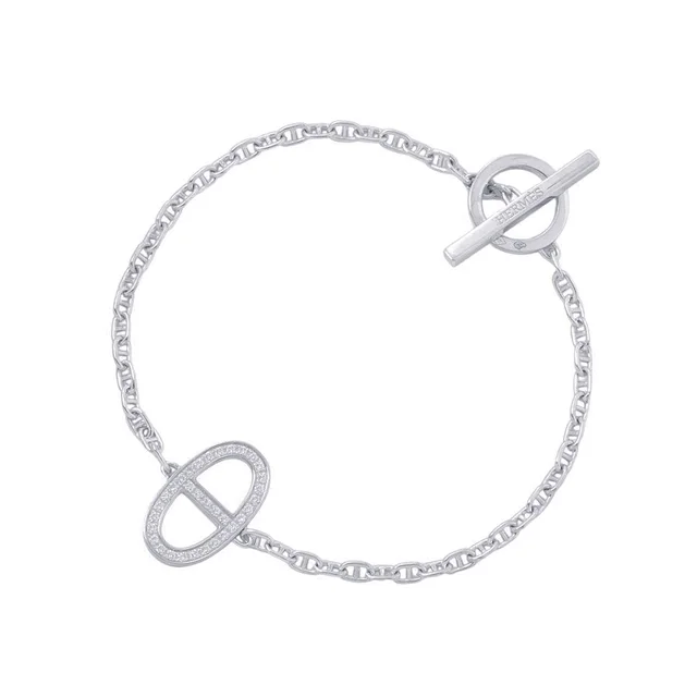 Hermès Chaine d'Ancre Contour Diamond Bracelet Size SHH123405B 18K White Gold in White from GALLERY RARE, photo 1 of 1